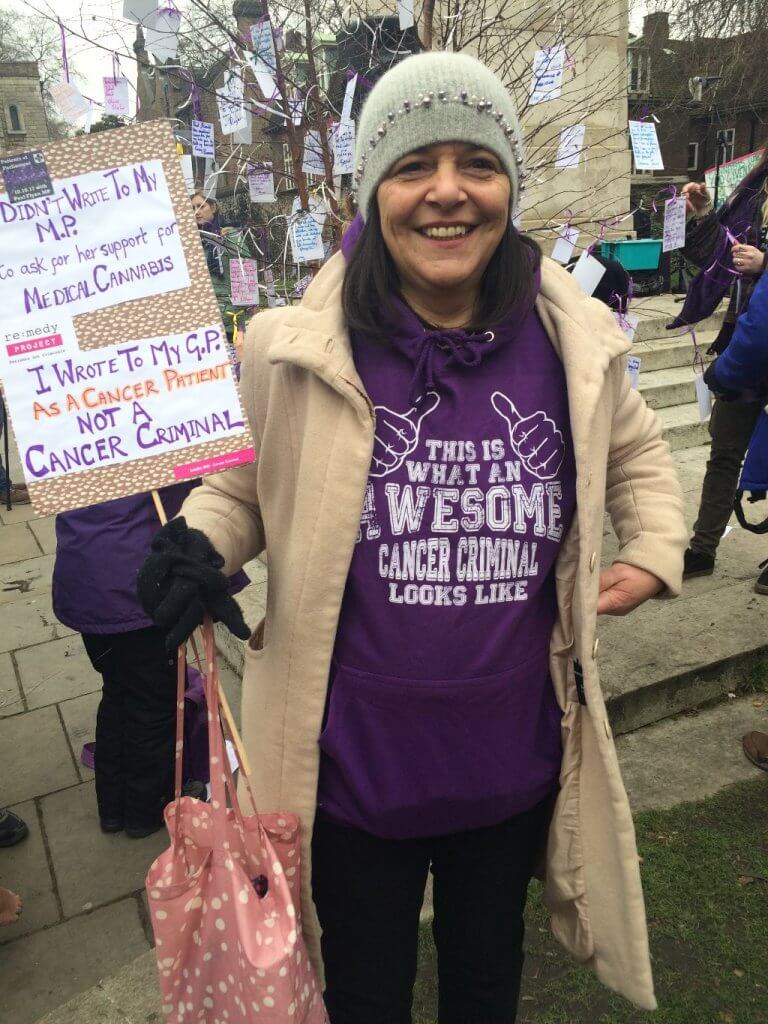 Luzita Hill, a cancer patient and policy reform activist attending the march